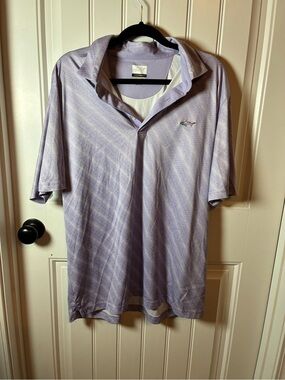 Greg Norman Collection Lavender Men's Polo with Subtle Diagonal Pattern